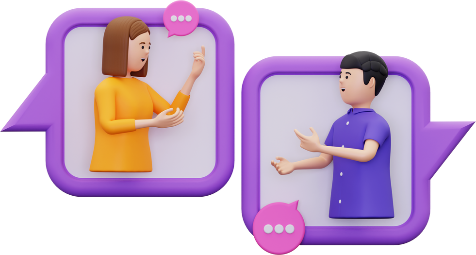 3d Conversation between Man and woman Illustration